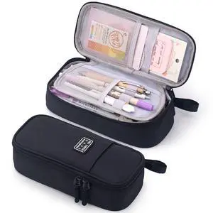 Durable Pen Pencil Case for School Supplies, High Capacity Pencil Bag Pouch Organizer for Teen Girls Boys Adults, Black Durable Pen Pencil Case for School Supplies, High Capacity Pencil Bag Pouch Organizer for Teen Girls Boys Adults, Black