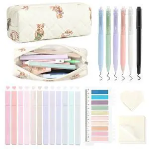 22Pcs Book Annotation Kit Aesthetic Pencil Case with Supplies School Annotation Supplies Gel Pen Transparent Sticky Note Taking Bible Study College Stationery Supplie (Bear Cub Print) 22Pcs Book Annotation Kit Aesthetic Pencil Case with Supplies School Annotation Supplies Gel Pen Transparent Sticky Note Taking Bible Study College Stationery Supplie (Bear Cub Print)