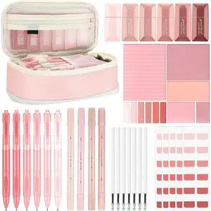 38 Pcs Aesthetic Office Supplies with Pen Case Sticky Notes Gel Pens Highlighters Correction Tapes Stationery Kit for Office Work Coworkers(Pink Color,Classic) 38 Pcs Aesthetic Office Supplies with Pen Case Sticky Notes Gel Pens Highlighters Correction Tapes Stationery Kit for Office Work Coworkers(Pink Color,Classic)