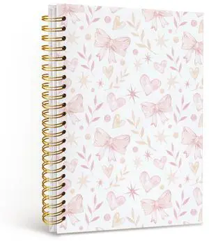 Cute Notebooks for School,Pink Bow Hardcover Spiral Notebook Cute Notebooks for School,Pink Bow Hardcover Spiral Notebook