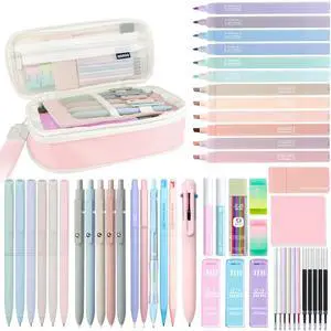 54PC Aesthetic School Supplies with Pink Pencil Case for Students 54PC Aesthetic School Supplies with Pink Pencil Case for Students