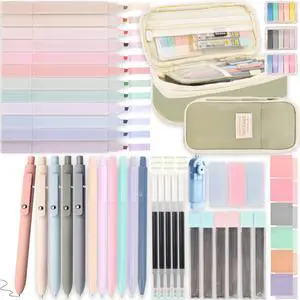 Aesthetic School Supplies with Pencil Pouch - 57 Pcs Cute College Essentials Set, Big Capacity Pen Case, Eraser Holder, Pastel Highlighters, Bible Study Journaling Stationary Kit for Girls Teens Aesthetic School Supplies with Pencil Pouch - 57 Pcs Cute College Essentials Set, Big Capacity Pen Case, Eraser Holder, Pastel Highlighters, Bible Study Journaling Stationary Kit for Girls Teens