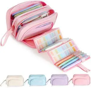 Pink Large Capacity Pull-Out Pencil Case, Cute Multi-Compartment Pouch Pink Large Capacity Pull-Out Pencil Case, Cute Multi-Compartment Pouch