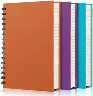 Journal Notebook, 3packs A5 5.5" x 8.3" Tear-off 160Pages/ 80Sheets, Spiral Bound Thick Hardcover, 100GSM College Ruled Paper, Cute Memo Notepad for Women School Campus, Blue/Purple/Orange Journal Notebook, 3packs A5 5.5" x 8.3" Tear-off 160Pages/ 80Sheets, Spiral Bound Thick Hardcover, 100GSM College Ruled Paper, Cute Memo Notepad for Women School Campus, Blue/Purple/Orange