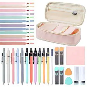 37pcs Aesthetic School Supplies Set with Cute Pen Case, 6 Mechanical Pencils Set, 5 Quick-Dry Gel Pens, 12 Pastel Highlighters for Students Stationary College Essentials 37pcs Aesthetic School Supplies Set with Cute Pen Case, 6 Mechanical Pencils Set, 5 Quick-Dry Gel Pens, 12 Pastel Highlighters for Students Stationary College Essentials