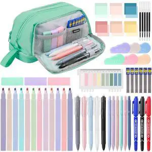 54 PCS Back to School Supplies with Large Pen Case, Green 54 PCS Back to School Supplies with Large Pen Case, Green