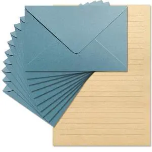 Premium Velvet-Touch Stationery Set - Unique Design with 24 Writing Sheets, 12 Envelopes (4x6) - Elegant Writing Kit for Love Letters & Party Invitations (Lake blue) Premium Velvet-Touch Stationery Set - Unique Design with 24 Writing Sheets, 12 Envelopes (4x6) - Elegant Writing Kit for Love Letters & Party Invitations (Lake blue)