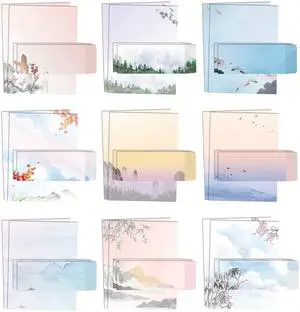 Japanese Watercolor Stationery Paper Set, 100 Piece Set (50 Sheets + 50 Matching Envelopes), Letter Size 8.5 x 11 inch, 9 Designs, Double Sided Printing Paper, Japanese Watercolor Stationery Paper Set, 100 Piece Set (50 Sheets + 50 Matching Envelopes), Letter Size 8.5 x 11 inch, 9 Designs, Double Sided Printing Paper,