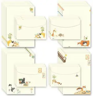72 Pieces Cute Cat Writing Paper and Envelopes, 8.3x5.6 Inch Stationery Set 72 Pieces Cute Cat Writing Paper and Envelopes, 8.3x5.6 Inch Stationery Set