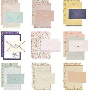 81pcs Stationary Paper and Envelopes Set, Contain 54 stationery paper and 27 envelopes, writing paper stationery set, 9 Different Style 81pcs Stationary Paper and Envelopes Set, Contain 54 stationery paper and 27 envelopes, writing paper stationery set, 9 Different Style