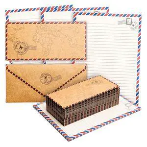 48 Pack Letter Writing Stationary Paper and Envelopes Set, Vintage Travel Design (6.9 x 9.25 In) 48 Pack Letter Writing Stationary Paper and Envelopes Set, Vintage Travel Design (6.9 x 9.25 In)