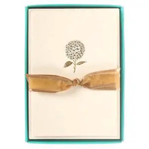 Hydrangea La Petite Presse Boxed Notecards - 10 Embellished Gold Foil Blank Cards with Matching Envelopes and Storage Box, 3.25" x 4.75" (L1346CB) Hydrangea La Petite Presse Boxed Notecards - 10 Embellished Gold Foil Blank Cards with Matching Envelopes and Storage Box, 3.25" x 4.75" (L1346CB)