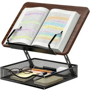 Adjustable Book Stand for Reading with Storage - 2-13" Height Hands-Free Adjustable Book Stand for Reading with Storage - 2-13" Height Hands-Free