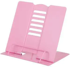 Desk Book Stand Holder - Hands Free, Adjustable Metal Stand, Foldable Portable Bookstand - Cookbook, Recipe, Tablet, Music, Documents (Pink) Desk Book Stand Holder - Hands Free, Adjustable Metal Stand, Foldable Portable Bookstand - Cookbook, Recipe, Tablet, Music, Documents (Pink)