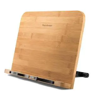 Bamboo Book Stand, Large Book Holder with 6 Adjustable Height, Foldable Cookbook Stand Desktop Document Holder for Kitchen & Office (13.4 x 9.3 Inch) Bamboo Book Stand, Large Book Holder with 6 Adjustable Height, Foldable Cookbook Stand Desktop Document Holder for Kitchen & Office (13.4 x 9.3 Inch)