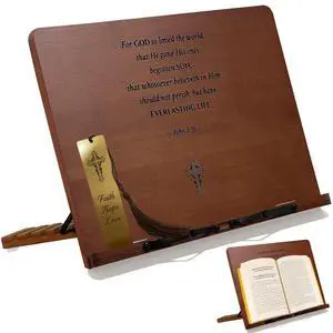Large Bible Stand Holder, Christian Gifts for Women Men Faith, Spiritual Gifts Decor - Adjustable Bamboo Wooden Book Stand for Reading Hands Free, Cookbook Stand with Sturdy Page Clips Large Bible Stand Holder, Christian Gifts for Women Men Faith, Spiritual Gifts Decor - Adjustable Bamboo Wooden Book Stand for Reading Hands Free, Cookbook Stand with Sturdy Page Clips