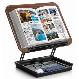 Book Stand for Reading, Wooden Cookbook Stand with Storage Book Stand for Reading, Wooden Cookbook Stand with Storage