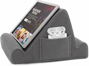 Tablet Lap Cushion - Tablet/Phone/Ebook Holder for Bed, Flights, and Travel, Memory Foam Lap Desk for Reading and Hands Free Viewing, Compatible iPad and Kindle Accessories, Grey Tablet Lap Cushion - Tablet/Phone/Ebook Holder for Bed, Flights, and Travel, Memory Foam Lap Desk for Reading and Hands Free Viewing, Compatible iPad and Kindle Accessories, Grey