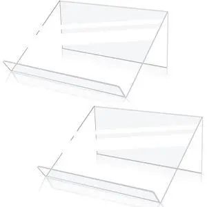 Book Stands for Display, 2 Pack Slightly Elevated Clear Acrylic Book Display Stand with 1.5" Ledge, Book Easel Anti-slip Border for Handwriting Reading Art and Laptop, 12"x8.5"x5.1" Book Stands for Display, 2 Pack Slightly Elevated Clear Acrylic Book Display Stand with 1.5" Ledge, Book Easel Anti-slip Border for Handwriting Reading Art and Laptop, 12"x8.5"x5.1"