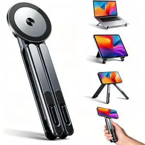 4-in-1 Foldable Laptop Stand with N52 Magnetic Phone Holder, Portable Aluminum Computer Stand for MacBook/ iPad/ Tablet, Adjustable Ergonomic Desk Stand for Home Office College Dorm & Travel Giftable 4-in-1 Foldable Laptop Stand with N52 Magnetic Phone Holder, Portable Aluminum Computer Stand for MacBook/ iPad/ Tablet, Adjustable Ergonomic Desk Stand for Home Office College Dorm & Travel Giftable