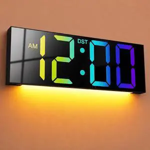 Digital Wall Clock Large Display with Big LED Numbers, Remote Control, 8 RGB Colors, Auto DST, Night Light for Classroom Living Room Bedroom Birthday Gift for Senior, Men Women (Black) Digital Wall Clock Large Display with Big LED Numbers, Remote Control, 8 RGB Colors, Auto DST, Night Light for Classroom Living Room Bedroom Birthday Gift for Senior, Men Women (Black)