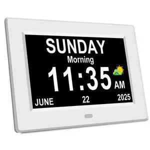 DIWAKREM 7'' Large Display Digital Clock for Seniors, Digital Calendar Alarm Clock for Elderly Clock with Date Day of Week 12 Alarms 4 Colors Desk Wall Clocks for Alzheimers Dementia Auto DST/Dimmer DIWAKREM 7'' Large Display Digital Clock for Seniors, Digital Calendar Alarm Clock for Elderly Clock with Date Day of Week 12 Alarms 4 Colors Desk Wall Clocks for Alzheimers Dementia Auto DST/Dimmer