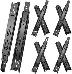 12 inch Drawer Slides 4 Pairs (8pcs) 3 fold Full Extension Side Mount Cabinet Drawer Glides 12" Black Cabinet Rails for Dresser, Cabinet, Kitchen,Trash Can, Wardrobe 100 LB Capacity 12 inch Drawer Slides 4 Pairs (8pcs) 3 fold Full Extension Side Mount Cabinet Drawer Glides 12" Black Cabinet Rails for Dresser, Cabinet, Kitchen,Trash Can, Wardrobe 100 LB Capacity