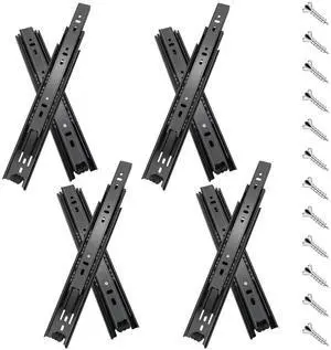 16 inch Drawer Slides 4 Pairs (8pcs) Full Extension Ball Bearing Drawer Rails Side Mount 3 fold Metal Dresser Runners for File Cabinet Trash Can Kitchen Wardrobe Glides 16" Black 100 LB Capacity 16 inch Drawer Slides 4 Pairs (8pcs) Full Extension Ball Bearing Drawer Rails Side Mount 3 fold Metal Dresser Runners for File Cabinet Trash Can Kitchen Wardrobe Glides 16" Black 100 LB Capacity