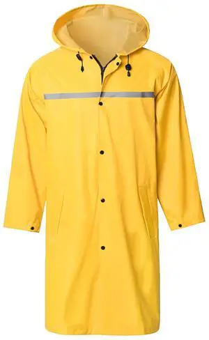 Mens Long Hooded Safety Rain Jacket Waterproof Emergency Raincoat Poncho (Yellow, L) Mens Long Hooded Safety Rain Jacket Waterproof Emergency Raincoat Poncho (Yellow, L)