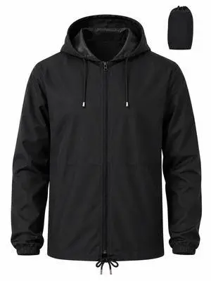Mens Windbreaker Rain Jacket Waterproof Raincoat Black XL Mens Windbreaker Rain Jacket Waterproof Raincoat Black XL
