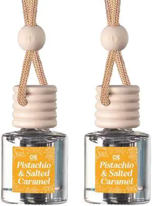Co Hanging Car Air Freshener Diffuser 2 Pack, Long Lasting Fragrance Oil Car Freshener, Glass Bottle Auto Air Freshener, Made in USA (Pistachio & Salted Caramel) Co Hanging Car Air Freshener Diffuser 2 Pack, Long Lasting Fragrance Oil Car Freshener, Glass Bottle Auto Air Freshener, Made in USA (Pistachio & Salted Caramel)