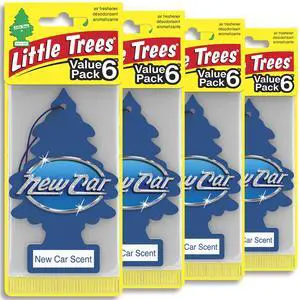 Car Air Freshener | Hanging Tree Provides Long Lasting Scent for Auto or Home | New Car Scent, 6-Packs (4 Count) Car Air Freshener | Hanging Tree Provides Long Lasting Scent for Auto or Home | New Car Scent, 6-Packs (4 Count)