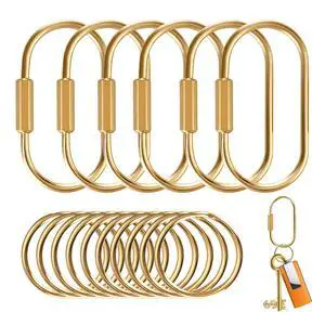 Brass Key Rings Bulk, Gold Key Chain Organizer Holder for Men Women with Secure Screw Locking, Cute Purse Bag Charms for Handbags, Small Carabiner Clip for Dog Leash Pet Tags (6 Pack) Brass Key Rings Bulk, Gold Key Chain Organizer Holder for Men Women with Secure Screw Locking, Cute Purse Bag Charms for Handbags, Small Carabiner Clip for Dog Leash Pet Tags (6 Pack)