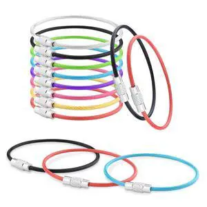 16 Pack Stainless Steel Loops 2mm Coated Wire Keychain Cable Large Keyrings 6 inch Key Chain for Luggage Tags, Key Tags, Keyrings, Kitchen Utensils, Duster-Assorted Colors 16 Pack Stainless Steel Loops 2mm Coated Wire Keychain Cable Large Keyrings 6 inch Key Chain for Luggage Tags, Key Tags, Keyrings, Kitchen Utensils, Duster-Assorted Colors
