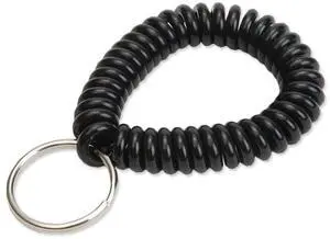 2 Diameter Spiral Wrist Coil with Steel Key Ring, Flexible Wrist Band Key Chain Bracelet, Stretches to 12, unisex-adult, Black, 1 PK (410201) 2 Diameter Spiral Wrist Coil with Steel Key Ring, Flexible Wrist Band Key Chain Bracelet, Stretches to 12, unisex-adult, Black, 1 PK (410201)
