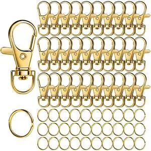 60PCS Lobster Claw Clasps and Key Rings, 30PCS Keychain Clips and 30PCS Key Chain Ring for Keychain, Key, Jewelry Making, Art Crafts, Gold 60PCS Lobster Claw Clasps and Key Rings, 30PCS Keychain Clips and 30PCS Key Chain Ring for Keychain, Key, Jewelry Making, Art Crafts, Gold