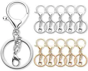 10 Pack a Set Metal Lobster Claw Clasps and Key Rings, Key Chain Accessories, Keychain Making kit for Keys, Art Crafts, Jewelry Making, Silver - Light Gold 10 Pack a Set Metal Lobster Claw Clasps and Key Rings, Key Chain Accessories, Keychain Making kit for Keys, Art Crafts, Jewelry Making, Silver - Light Gold