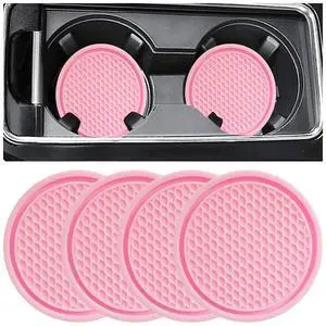 Car Cup Coaster, 4PCS Universal Auto Non-Slip Cup Holder Embedded in Ornaments Silicone Coaster, Car Interior Accessories Sets, Pink Car Cup Coaster, 4PCS Universal Auto Non-Slip Cup Holder Embedded in Ornaments Silicone Coaster, Car Interior Accessories Sets, Pink