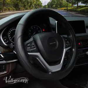 Microfiber Leather Steering Wheel Cover Universal 15 inch (Black) Microfiber Leather Steering Wheel Cover Universal 15 inch (Black)