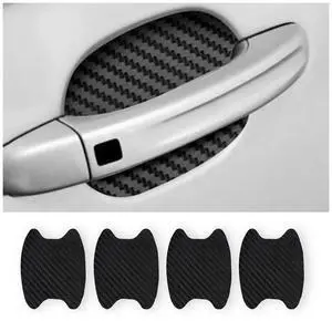 4PCS Carbon Fiber Car Door Cup Protector Films, Black 4PCS Carbon Fiber Car Door Cup Protector Films, Black