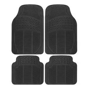 Floor Mats, 4-Piece All-Weather Car Mat with Universal Fit Design, Durable Rubber Car Floor Mats with Capture Ridges, Waterproof for Cars Trucks SUV (Black) Floor Mats, 4-Piece All-Weather Car Mat with Universal Fit Design, Durable Rubber Car Floor Mats with Capture Ridges, Waterproof for Cars Trucks SUV (Black)
