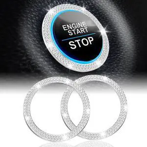 2 PCS Crystal Double Rhinestone Car Engine Start Stop Decoration Ring, Bling Car Interior Accessories for Women, Push to Start Button Cover Sticker, Automotive Decals, White 2 PCS Crystal Double Rhinestone Car Engine Start Stop Decoration Ring, Bling Car Interior Accessories for Women, Push to Start Button Cover Sticker, Automotive Decals, White