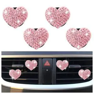 4PCS Heart-Shaped Car Vent Clips with Rhinestone,Bling Air Vent Clips Car Decorations,Premium Shiny Car Clips for Vents CCar Accessories Interior for Cars,Trucks,SUVs (Pink) 4PCS Heart-Shaped Car Vent Clips with Rhinestone,Bling Air Vent Clips Car Decorations,Premium Shiny Car Clips for Vents CCar Accessories Interior for Cars,Trucks,SUVs (Pink)