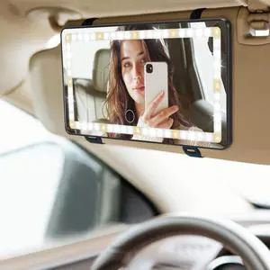 Car Sun Visor Vanity Mirror with Lights, 3 Light Modes & 60 LEDs, Rechargeable Dimmable Touch Control Travel Makeup Mirror for Truck SUV Car Sun Visor Vanity Mirror with Lights, 3 Light Modes & 60 LEDs, Rechargeable Dimmable Touch Control Travel Makeup Mirror for Truck SUV