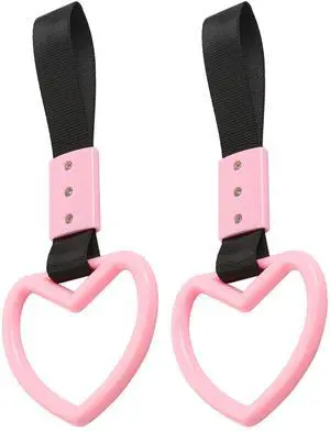 2PCS Heart Shaped Car Handle Straps, Rear Bumper Warning Keychain Ring with Drift Charm for Car Exterior Interior Accessories (Pink) 2PCS Heart Shaped Car Handle Straps, Rear Bumper Warning Keychain Ring with Drift Charm for Car Exterior Interior Accessories (Pink)