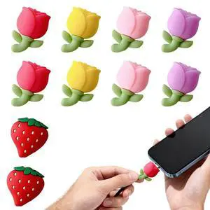 10pcs Flower Phone Charger Protector Cute Strawberry USB Charger Cable Protectors Mobile Phone Charger End Cord Protector for Most Cellphone Data Lines 10pcs Flower Phone Charger Protector Cute Strawberry USB Charger Cable Protectors Mobile Phone Charger End Cord Protector for Most Cellphone Data Lines