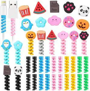 40 Pieces Colorful Cartoon Charger Cable Protectors USB Charger Saver Silicone Buddies Flexible Cable Wire Protectors Cute for Most Cellphone Data Lines Chargers Accessory, Various Styles 40 Pieces Colorful Cartoon Charger Cable Protectors USB Charger Saver Silicone Buddies Flexible Cable Wire Protectors Cute for Most Cellphone Data Lines Chargers Accessory, Various Styles
