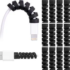 24 Pcs Charger Cable Protector, Spiral USB Wire Protector,Black 24 Pcs Charger Cable Protector, Spiral USB Wire Protector,Black