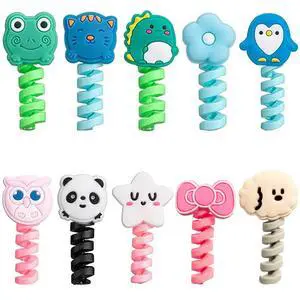 10 Pack Cartoon Animal Cable Protectors for Phone Charging Cord, Silicone USB Wire Saver for Android Smartphone Data Line, Multicolor Decorative Cord Wraps for Phone Accessories 10 Pack Cartoon Animal Cable Protectors for Phone Charging Cord, Silicone USB Wire Saver for Android Smartphone Data Line, Multicolor Decorative Cord Wraps for Phone Accessories