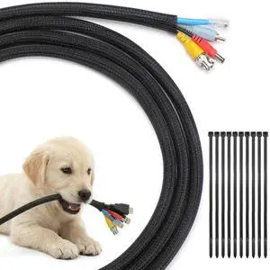 10ft - 1/2 inch Cord Protectors from Pets no Chew, Black 10ft - 1/2 inch Cord Protectors from Pets no Chew, Black